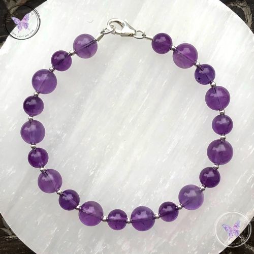 Amethyst & Silver Bead Bracelet